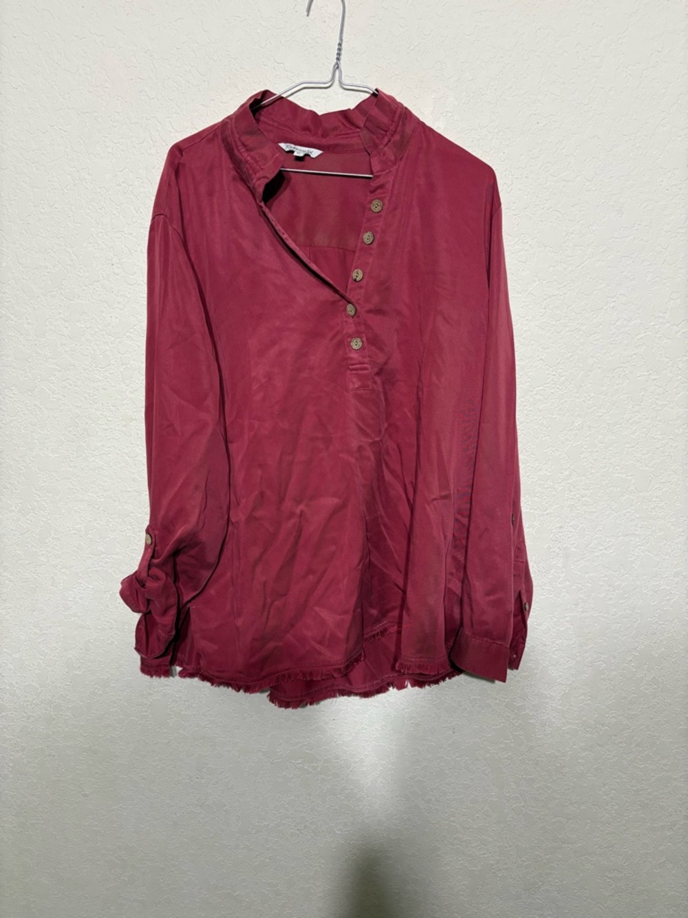 John Mark Burgundy Button-Accent Long Sleeve Tunic